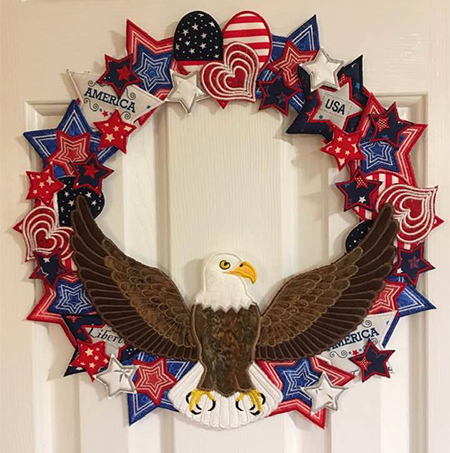 American Eagle Wood Chip Wreath Google Search In 2020 American Flag Wood American Flag Wreath Wreaths